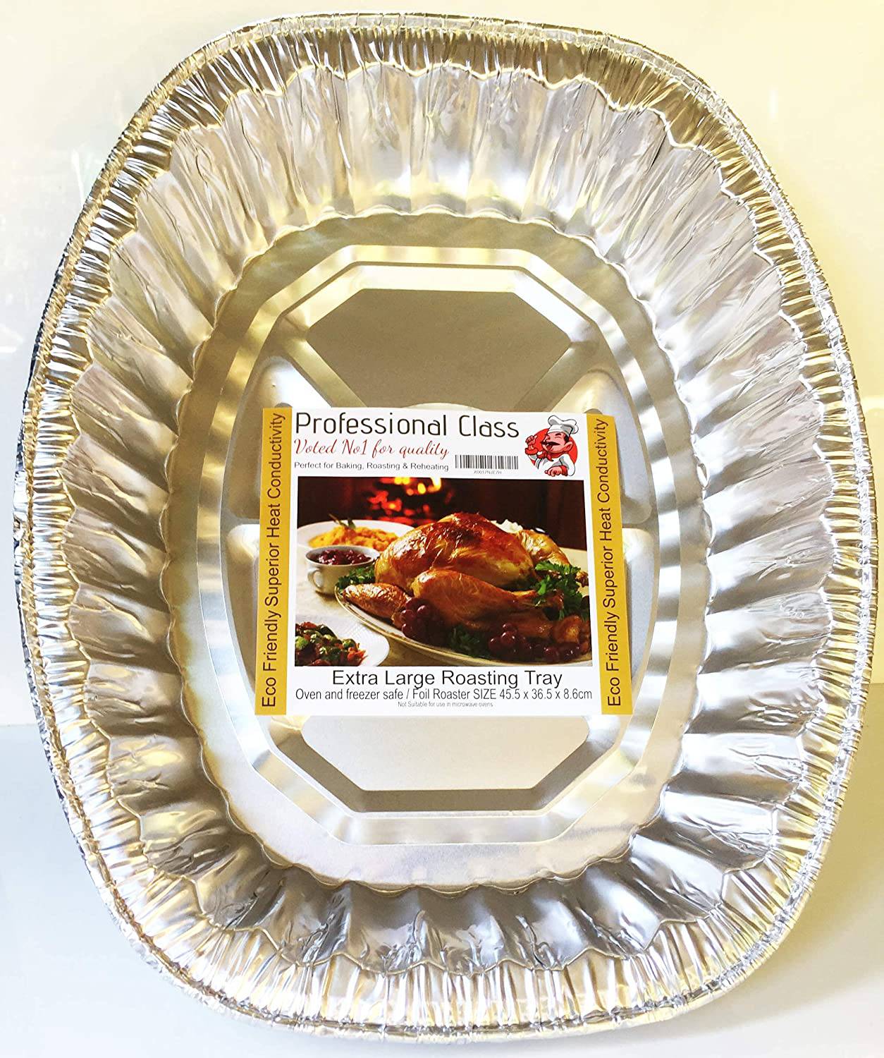 Large Disposable Foil Aluminium Roasting Baking Tray Broiling Cooking Food Storage & More - 45.5 cm x 36.5 cm x 8.6cm - nappyworlduk