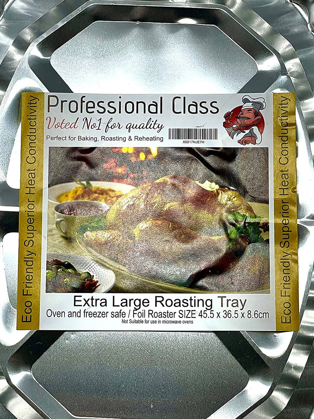 Large Disposable Foil Aluminium Roasting Baking Tray- 45.5 cm x 35.8 cm x 8.5cm - nappyworlduk