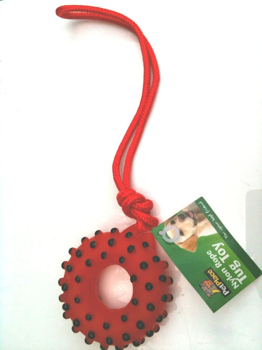 Pet Place Donaught Dog Toy-ball on a rope dog toy - nappyworlduk