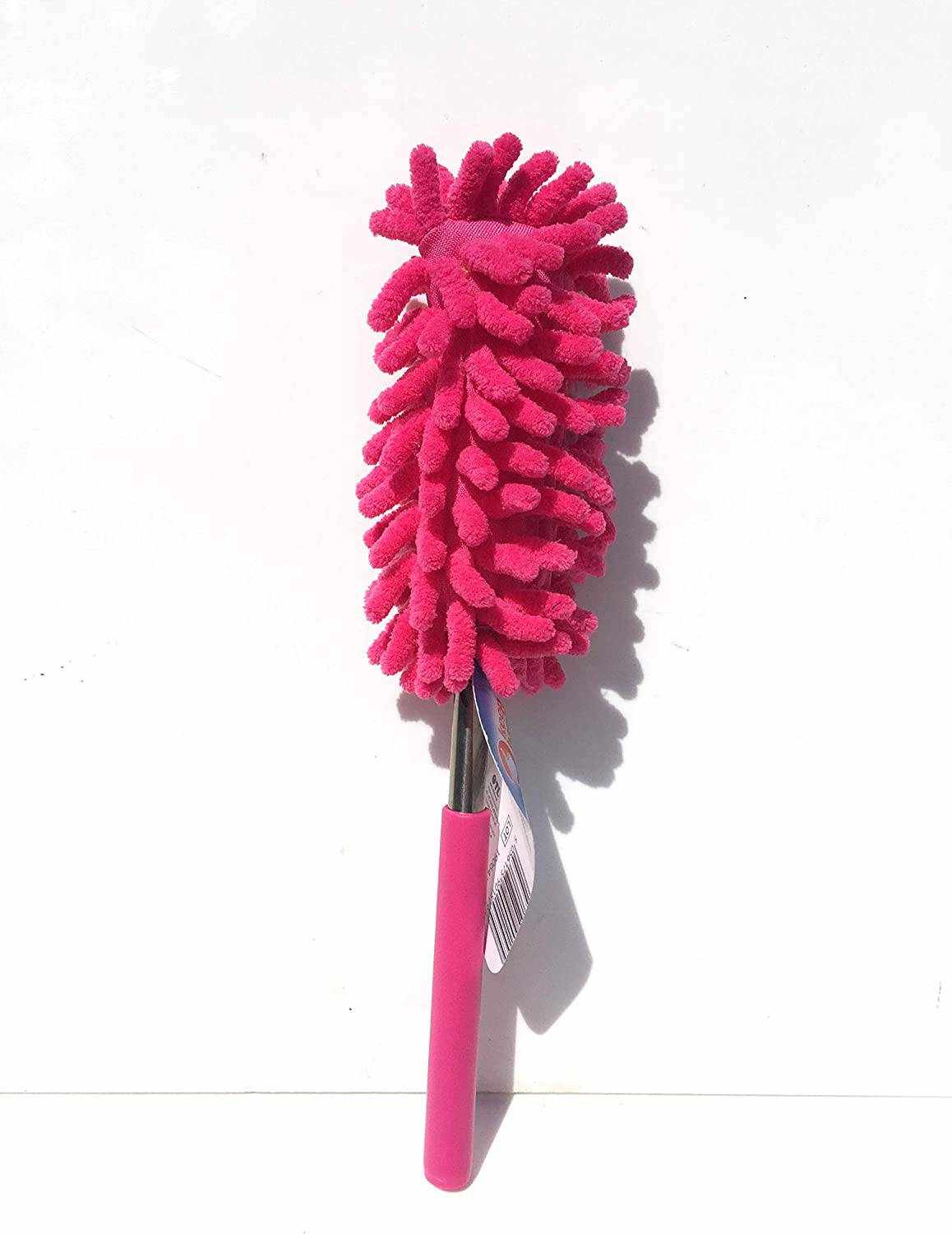 ProClean Extendable Chenille Duster with ergonomic soft handle and pink microfiber tassels