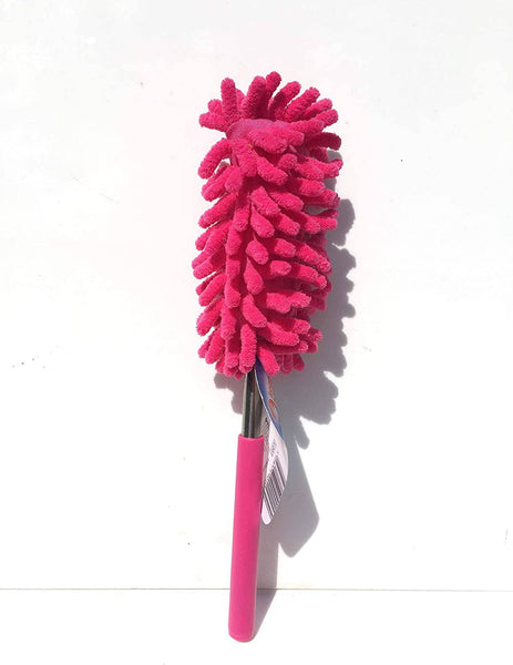 ProClean Extendable Chenille Duster- Ergonomic Soft Handle-360 Rotating Head Duster-Extends to 74cm (Pink)