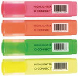 Q-Connect Highlighter Pens KF01116 - Assorted, Pack of 4 - nappyworlduk