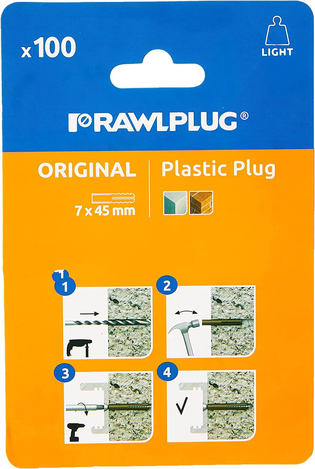 Rawlplug Plastic Plugs (100) Brown - (Screw Sizes 10-14) - nappyworlduk