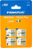 Rawlplug Plastic Plugs (100) Brown - (Screw Sizes 10-14) - nappyworlduk