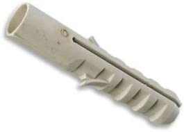 Close-up of rimless nylon wallplug 6 x 30 in beige color for wall fixing