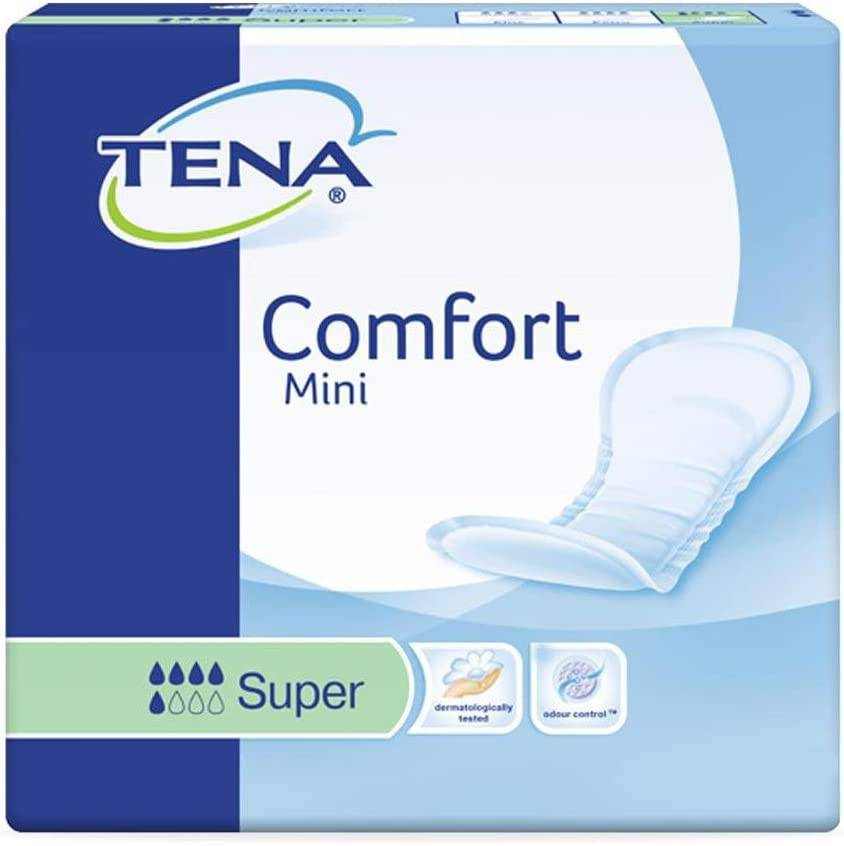TENA Comfort Mini Super pack of 28 adult incontinence pads with Dry Fast Core and odour control