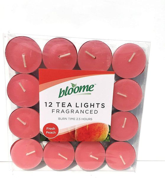 bloome Fragranced Tea Light Candles Assorted 12pk (Fresh Peach) - nappyworlduk
