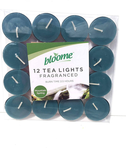 bloome Fragranced Tea Light Candles Assorted 12pk (Mountain Spring) - nappyworlduk