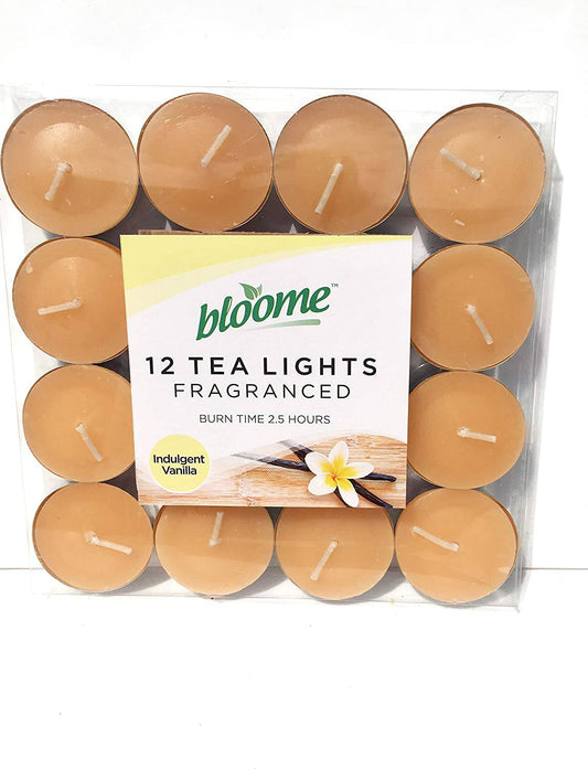 bloome Fragranced Tea Light Candles Assorted 12pk (Indulgent Vanilla) - nappyworlduk