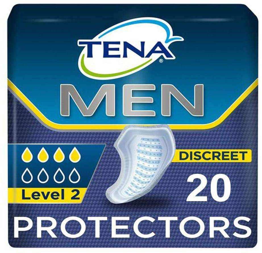 TENA 750776 Men Level 2 incontinence pads pack of 20, anatomically shaped, leak-proof and super-absorbent with odour control