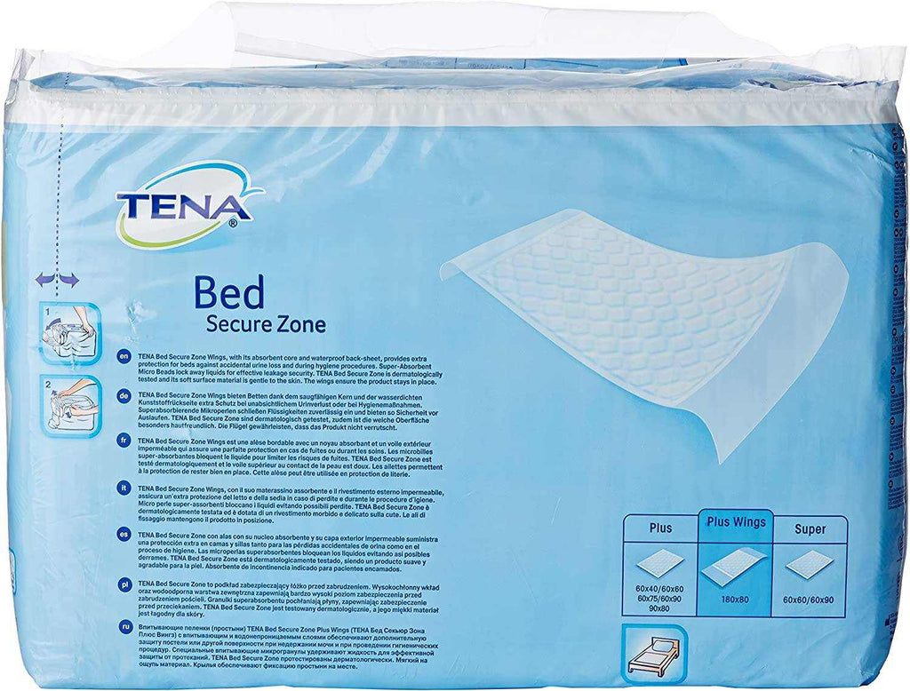 Tena Bed Plus Wings - 80 x 180cm, Pack of 20 Sheets - nappyworlduk