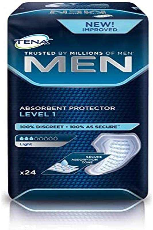 Tena For Men Level 1 absorbent protector pack of 24 discreet incontinence pads designed for men
