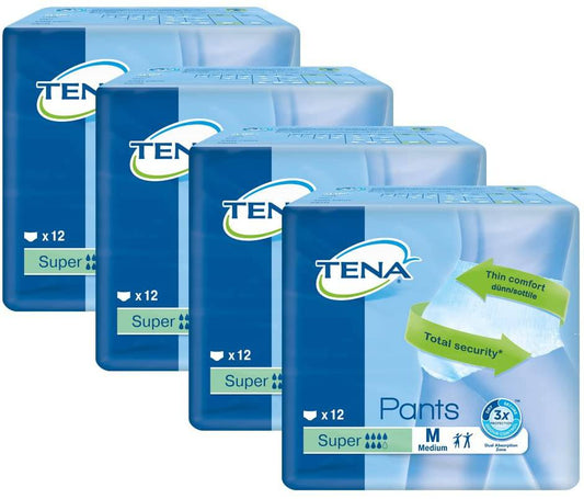 Tena Pants Super Med 12'S - Pack of 4 - nappyworlduk