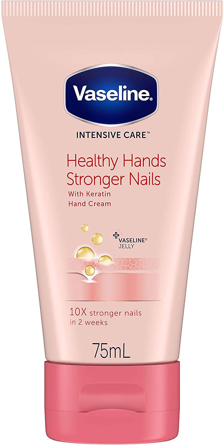 Vaseline Hand Cream for Very Dry Hands, Intensive Care Healthy Hands Stronger Nails Cream 75 ml - nappyworlduk
