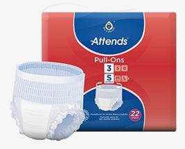 Attends Pull Ons medium size pack with breathable, flexible, and absorbent pull-on underwear for moderate incontinence