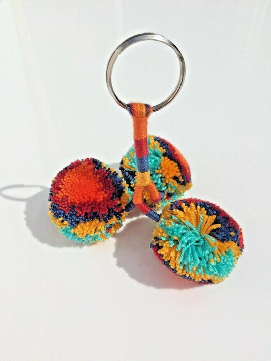 Pom Pom Metal Key Ring -Exclusive designs by Chica Bonita Fashion - nappyworlduk