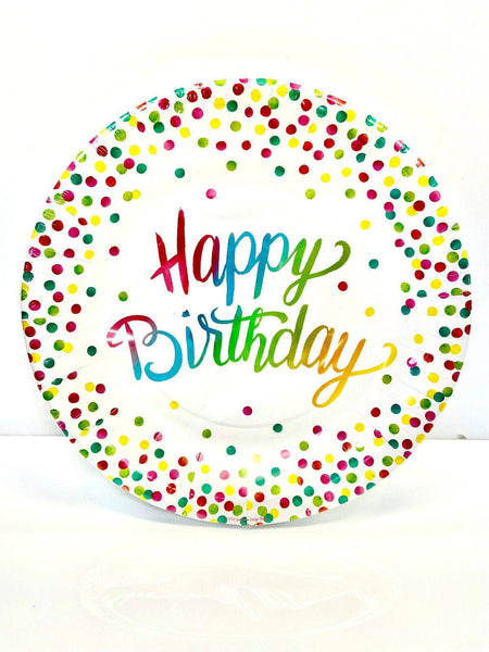 Happy Birthday Disposable  Paper Plates 20cm,Pack of10 - nappyworlduk